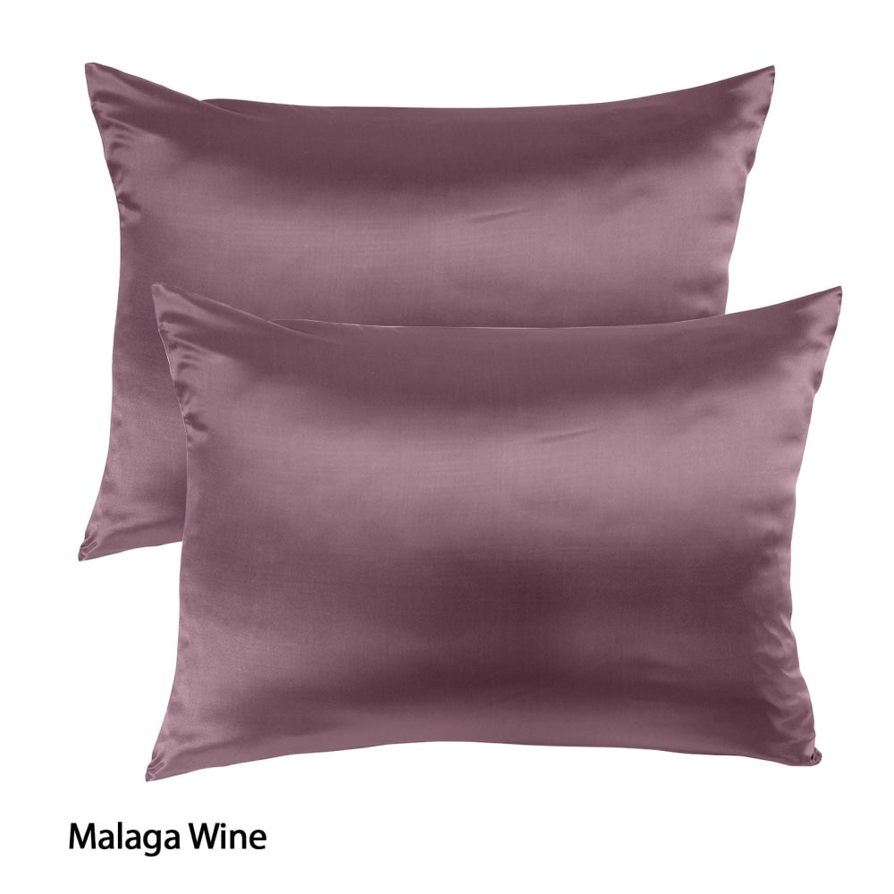 SILK PILLOW CASE TWIN PACK - SIZE: 51X76CM  - Malaga Wine Bed Sheet Fast shipping On sale