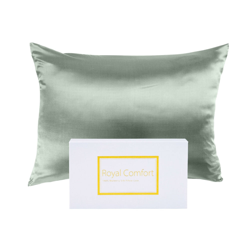 SILK PILLOW CASE TWIN PACK - SIZE: 51X76CM - Sage Bed Sheet Fast shipping On sale
