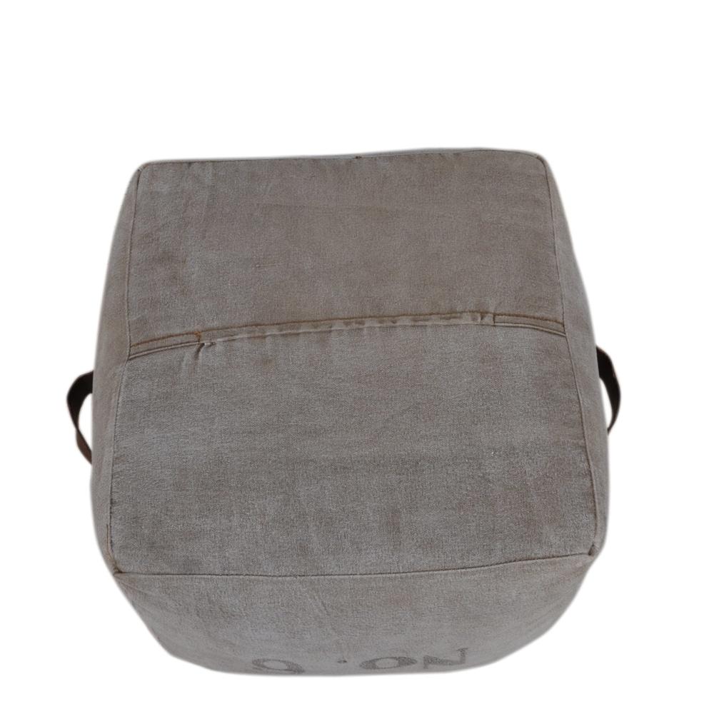 Six Square Vintage Rustic Canvas Leather Foot Stool Ottoman Fast shipping On sale