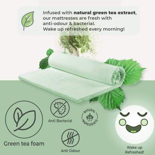 Sleep Happy Premium Green Tea Mattress - Double Fast shipping On sale