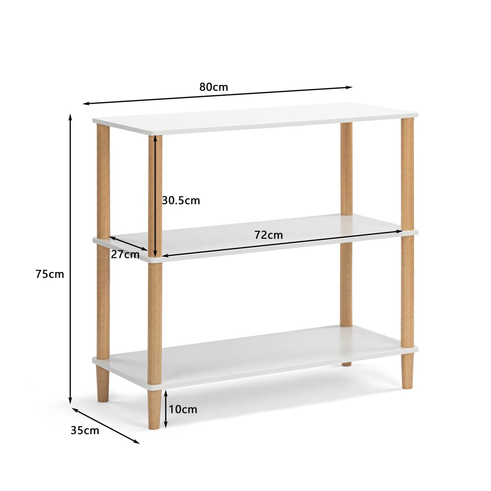 Sofie 3-Tier Bookcase Display Shelf Storage Unit - White/Oak Fast shipping On sale