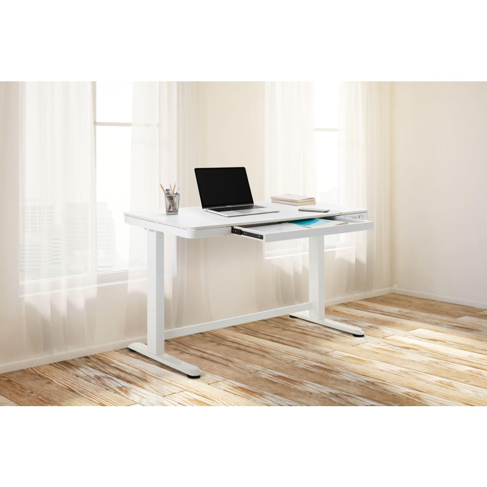 Sorrento Electric Standing Computer Work Task Study Office Desk - White/ Wood White Fast shipping On sale