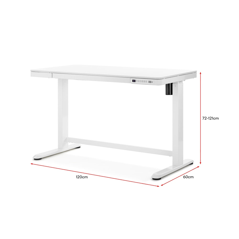 Sorrento Electric Standing Computer Work Task Study Office Desk - White/ Wood White Fast shipping On sale