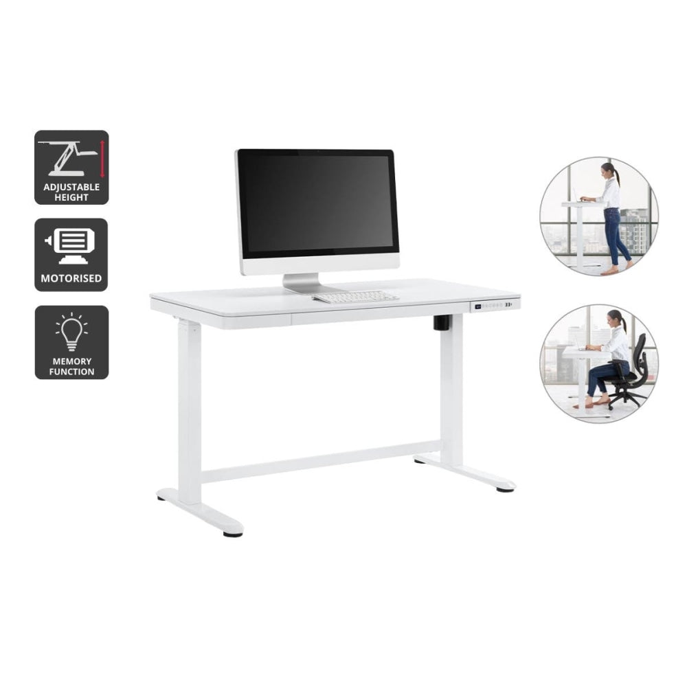 Sorrento Electric Standing Computer Work Task Study Office Desk - White/ Wood White Fast shipping On sale