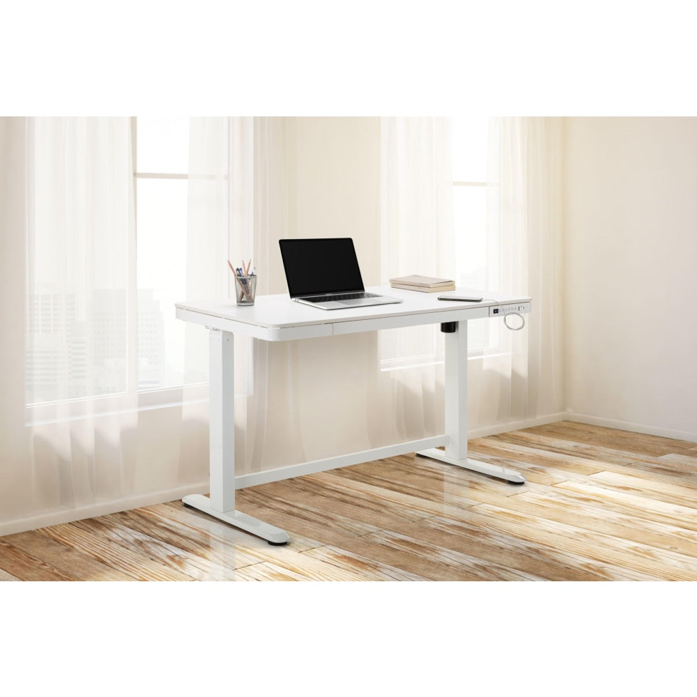 Sorrento Electric Standing Computer Work Task Study Office Desk - White/ Wood White Fast shipping On sale