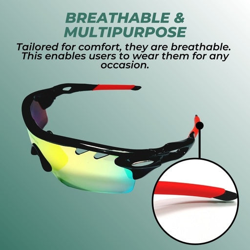 Sport Sunglasses Type 2 Black Frame With Red End Tip Sports & Fitness Fast shipping On sale