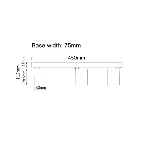 Spot Light 3 Adjustable GU10 Black IP20 Rectangular Bar L450mm x W75mm H25mm Fast shipping On sale