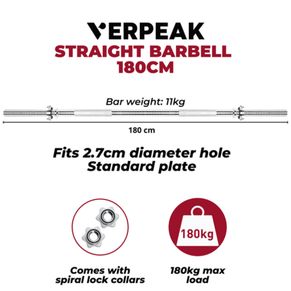 Standard Barbell 180CM Straight Sports & Fitness Fast shipping On sale
