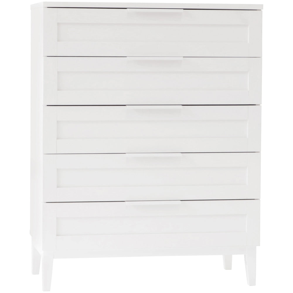 Stanley Modern Classic Wooden Chest Of 5-Drawers Tallboy Storage Cabinet - White Drawers Fast shipping On sale