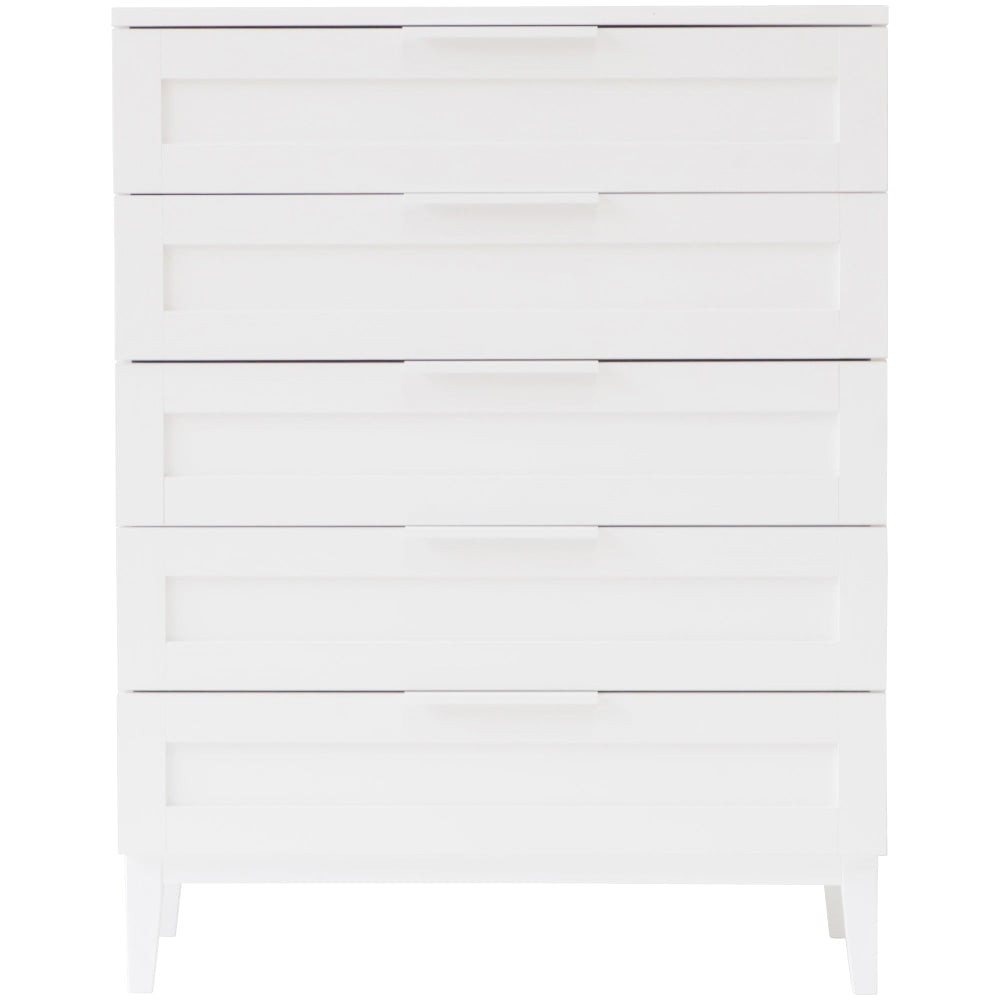 Stanley Modern Classic Wooden Chest Of 5-Drawers Tallboy Storage Cabinet - White Drawers Fast shipping On sale