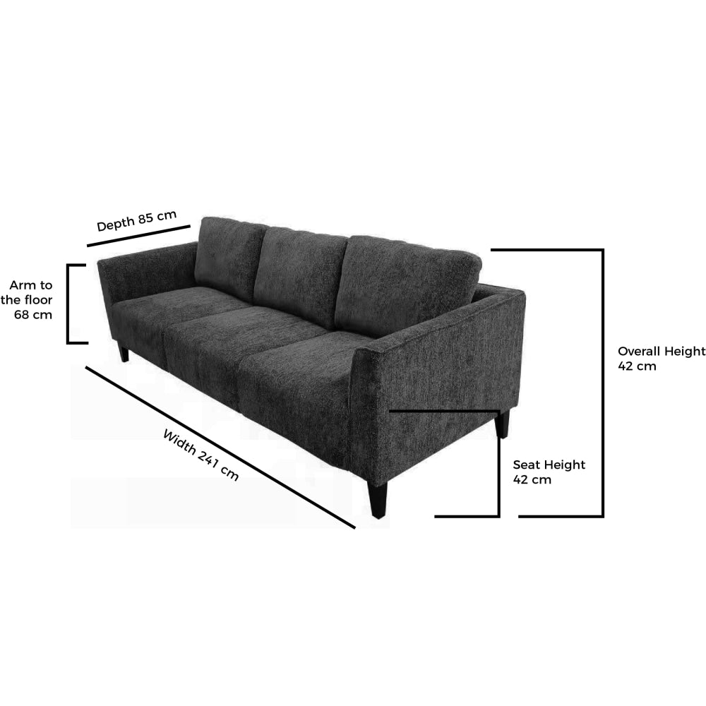 Starck Fabric 3-Seater Sofa Solid Timber Legs - Grey Fast shipping On sale