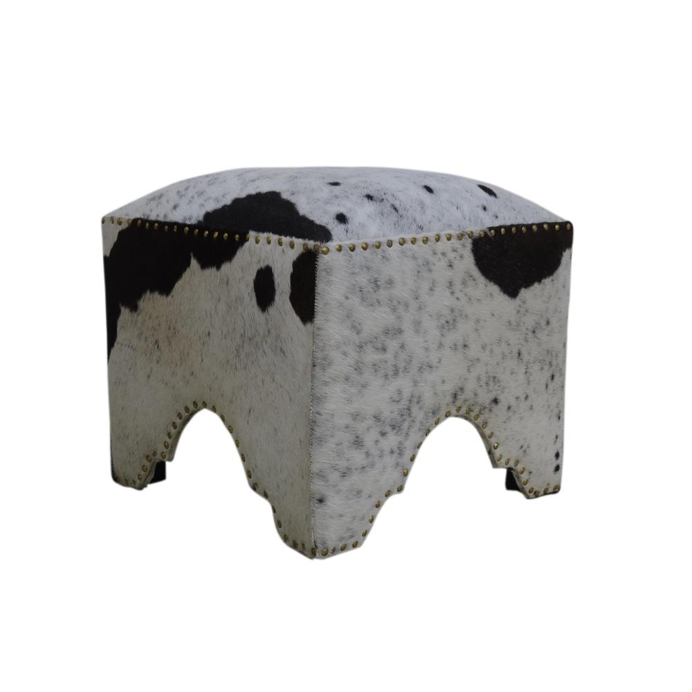 Studded Handmade Handcraft Cowhide Foot Stool Ottoman Fast shipping On sale