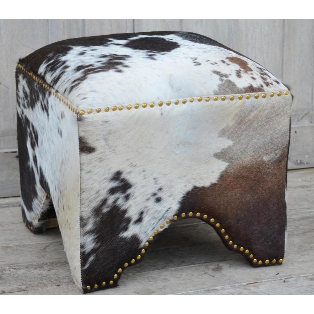 Studded Handmade Handcraft Cowhide Foot Stool Ottoman Fast shipping On sale