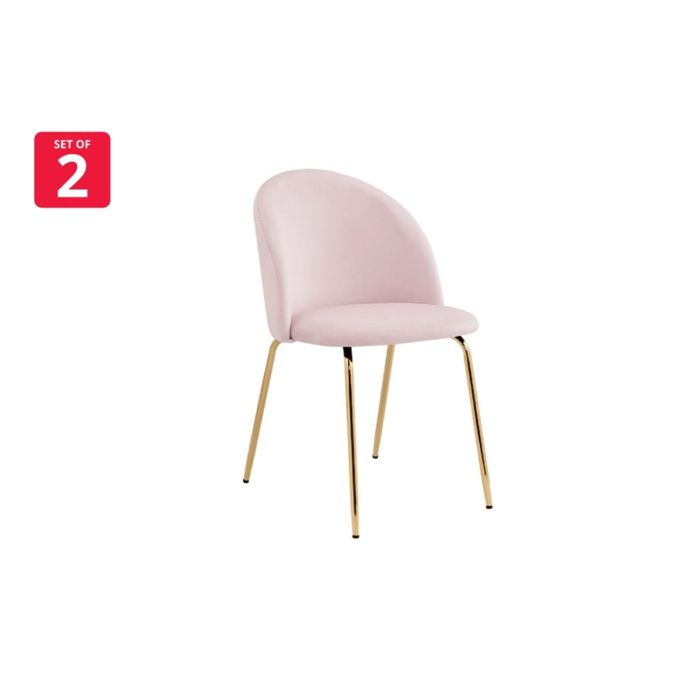 Subiaco Set of 2 Velvet Kitchen Dining Chairs - Blush Chair Fast shipping On sale