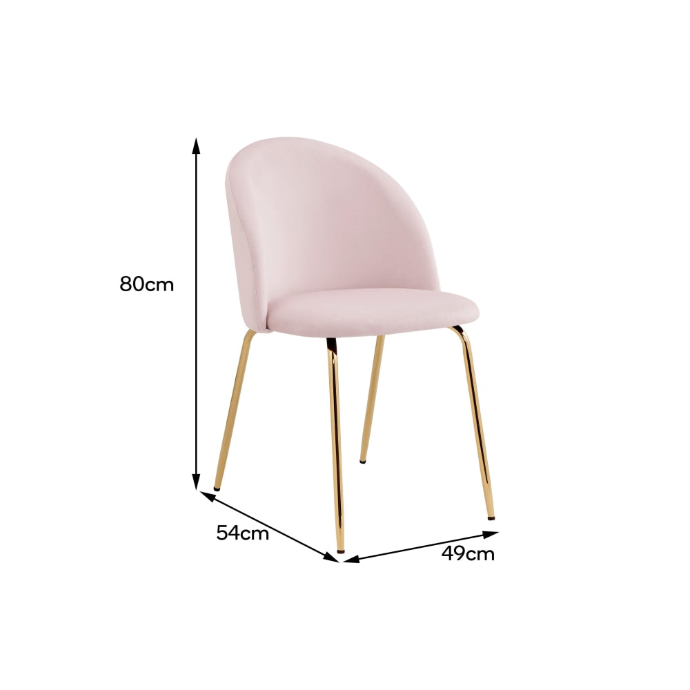 Subiaco Set of 2 Velvet Kitchen Dining Chairs - Blush Chair Fast shipping On sale