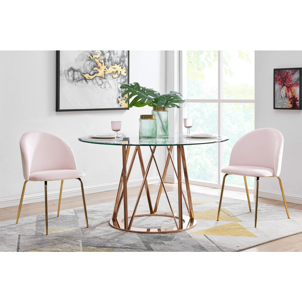 Subiaco Set of 2 Velvet Kitchen Dining Chairs - Blush Chair Fast shipping On sale