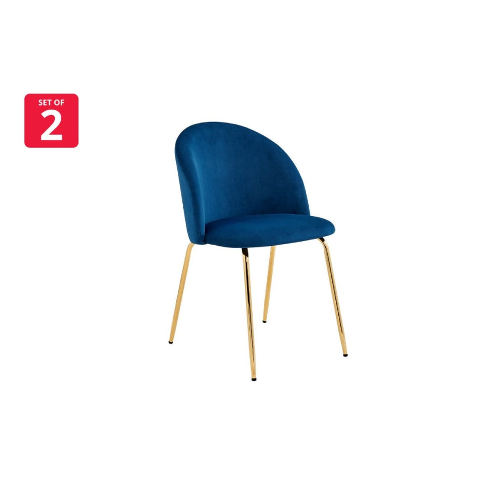 Subiaco Set of 2 Velvet Kitchen Dining Chairs - Navy Chair Fast shipping On sale