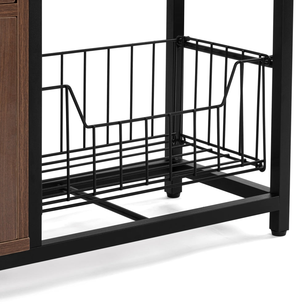 Surry Multi-Purpose Kitchen Shelving Storage Unit - Walnut/Black Island Fast shipping On sale