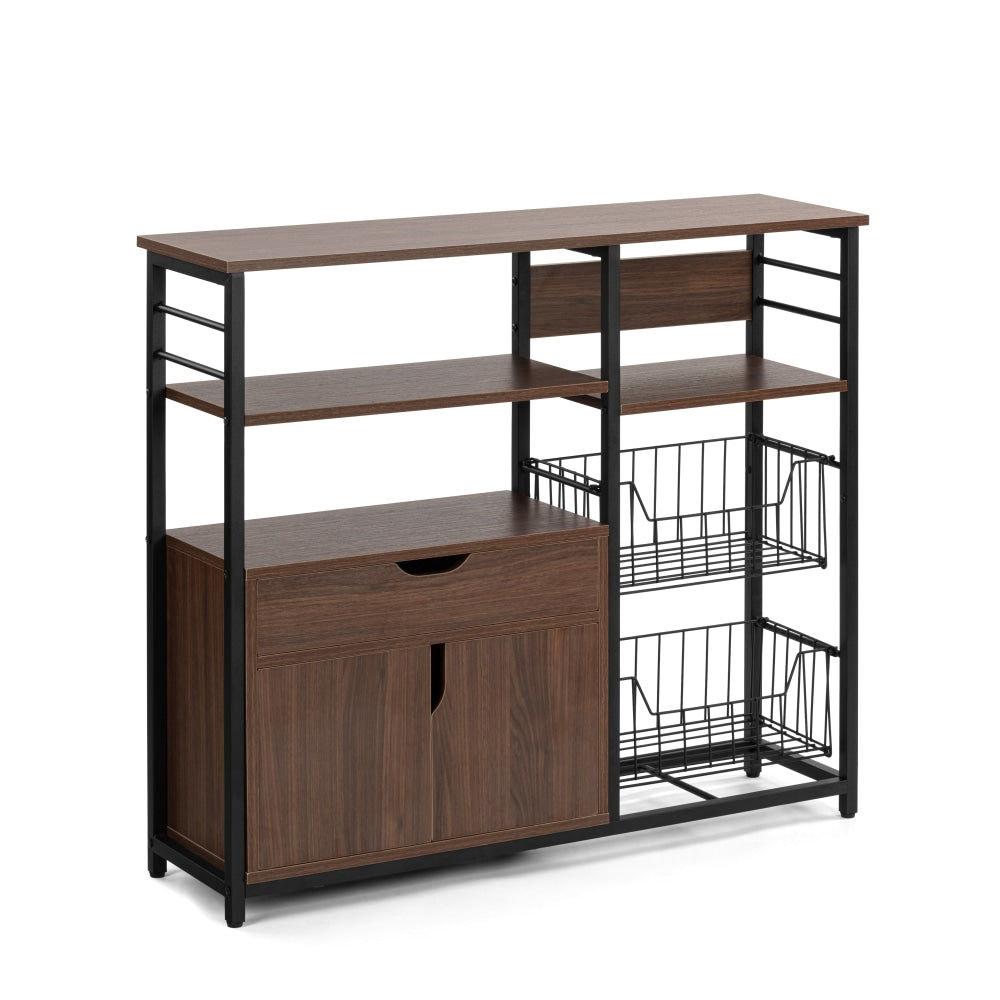 Surry Multi-Purpose Kitchen Shelving Storage Unit - Walnut/Black Island Fast shipping On sale