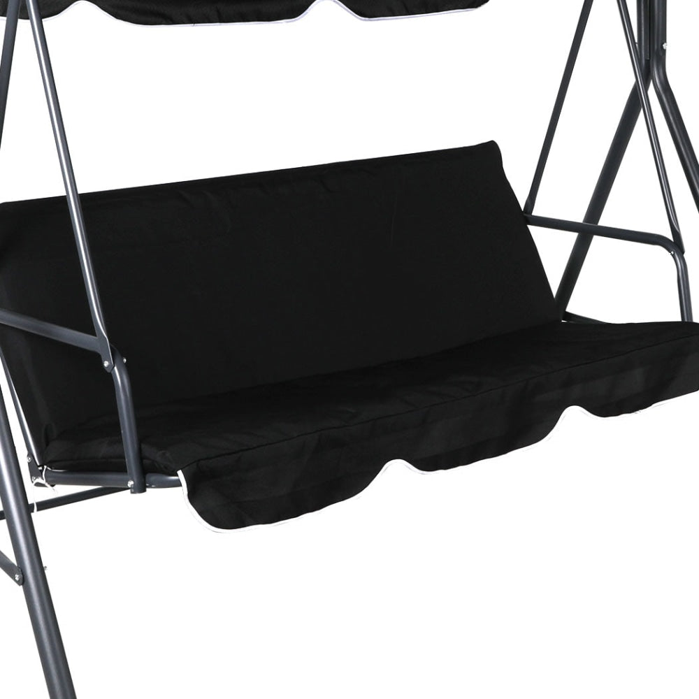 Swing Chair Hammock Outdoor Furniture Garden Canopy Cushion 3 Seater Seat Black Fast shipping On sale