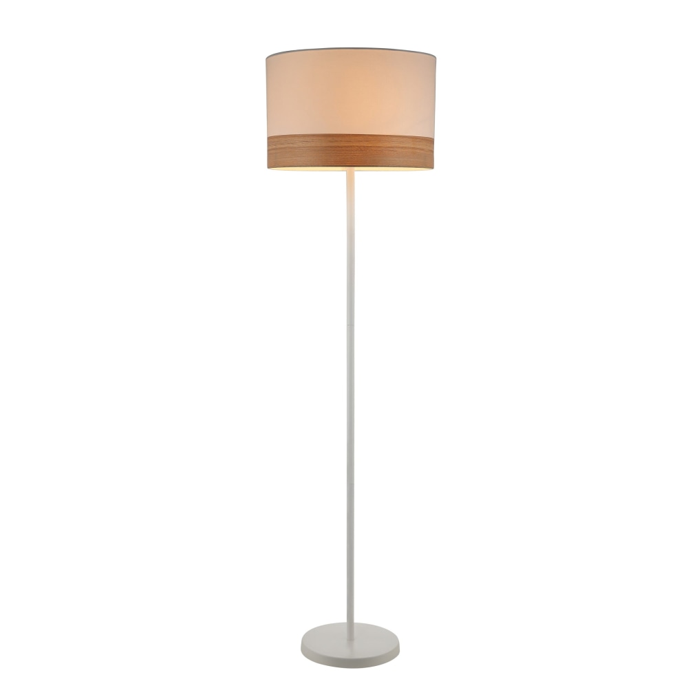 TAMBURA Floor Lamp ES Large White Round H1475mm with Blonde Wood Fast shipping On sale