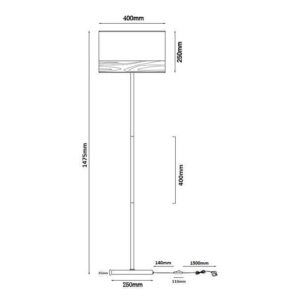 TAMBURA Floor Lamp ES Large White Round H1475mm with Blonde Wood Fast shipping On sale