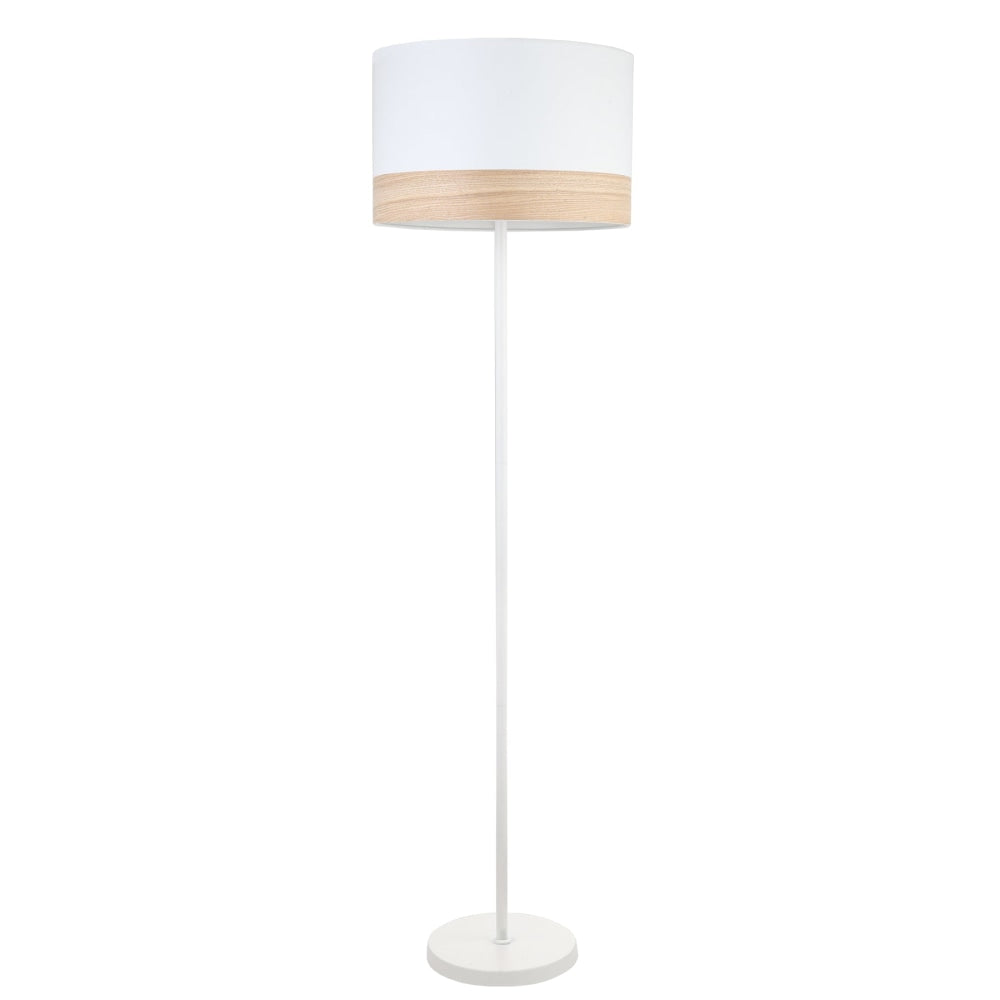 TAMBURA Floor Lamp ES Large White Round H1475mm with Blonde Wood Fast shipping On sale