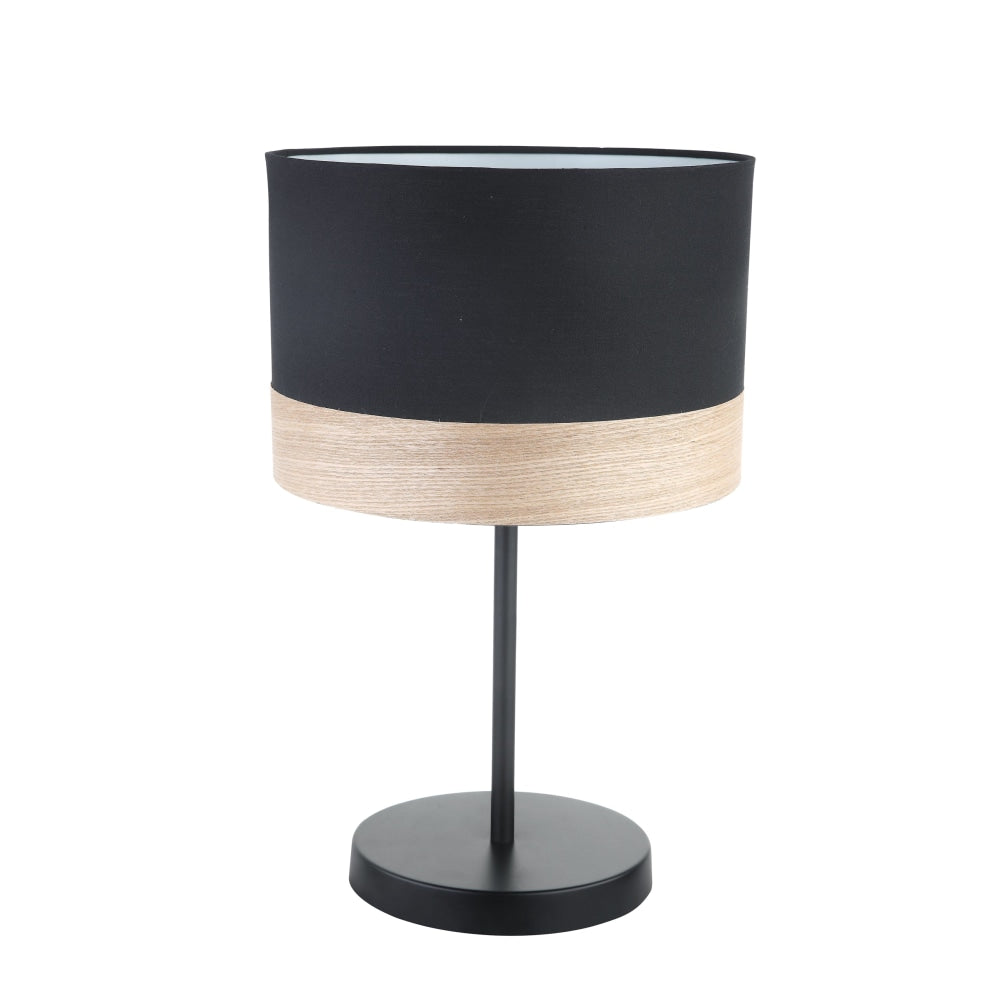 TAMBURA Table Lamp ES Medium Black Cloth Round OD300mm with Blonde Wood Fast shipping On sale