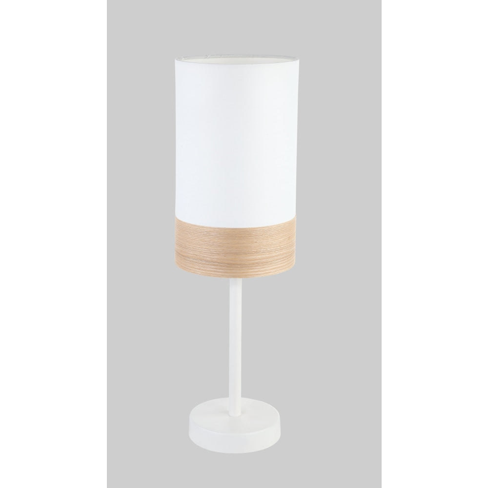 TAMBURA Table Lamp ES Small White Cloth Oblong OD150mm with Blonde Wood Fast shipping On sale
