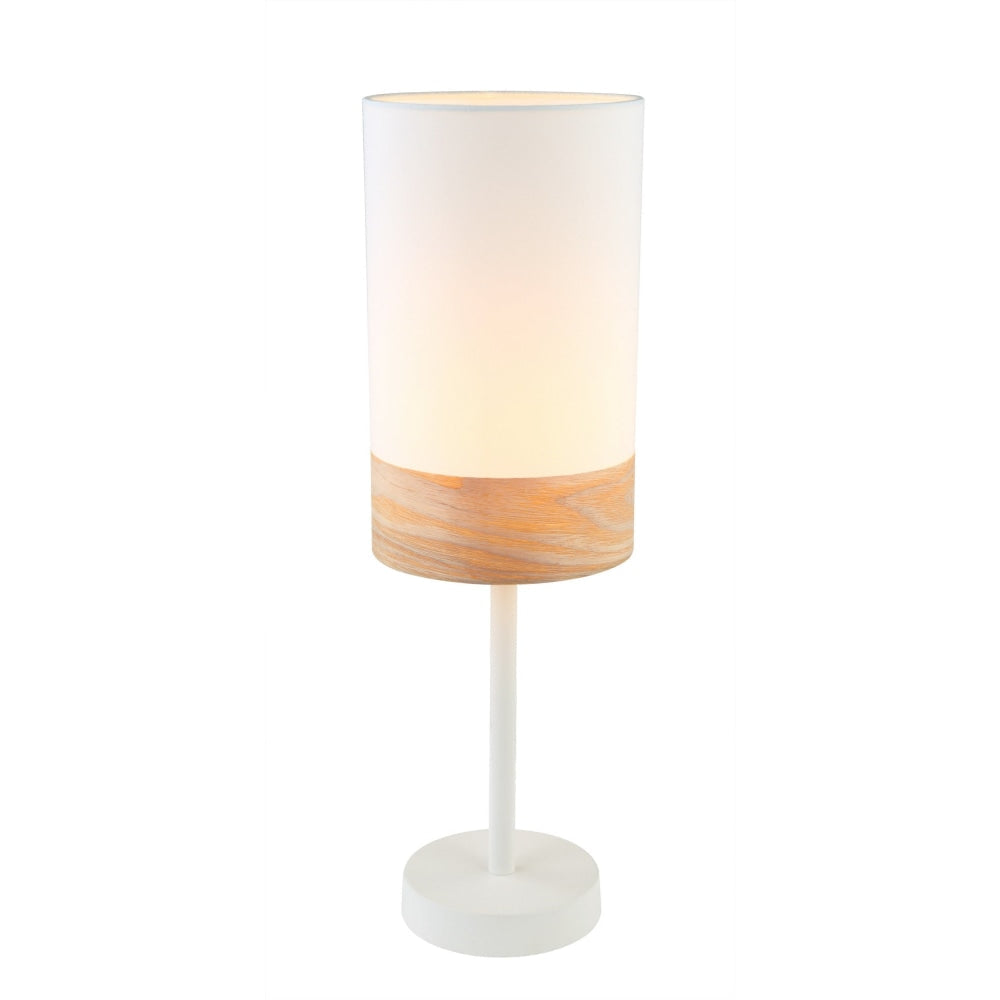 TAMBURA Table Lamp ES Small White Cloth Oblong OD150mm with Blonde Wood Fast shipping On sale