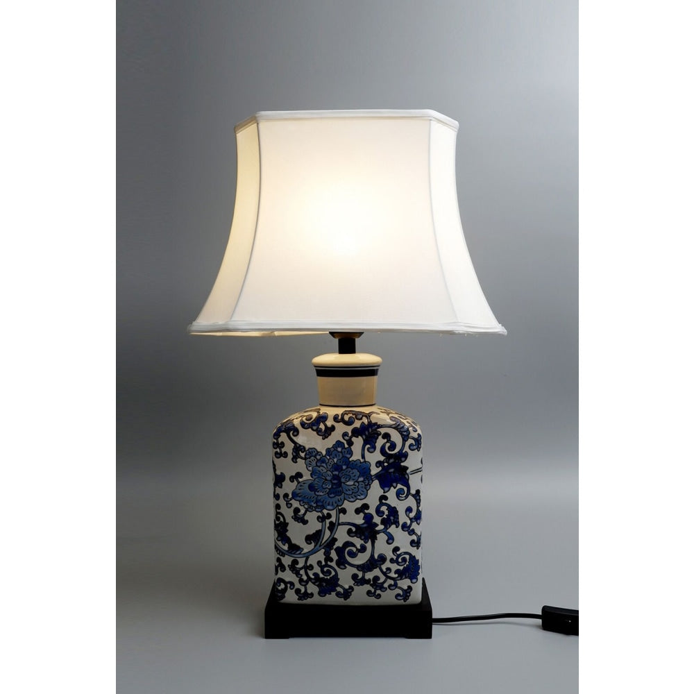 Tanya Ceramic Base Oriental Chinese Table Desk Lamp - White Palace Shade Fast shipping On sale