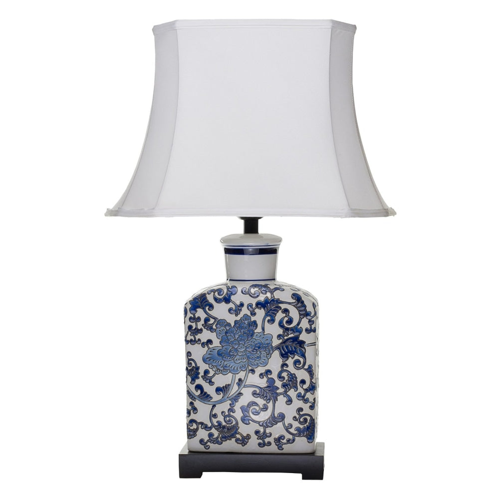 Tanya Ceramic Base Oriental Chinese Table Desk Lamp - White Palace Shade Fast shipping On sale
