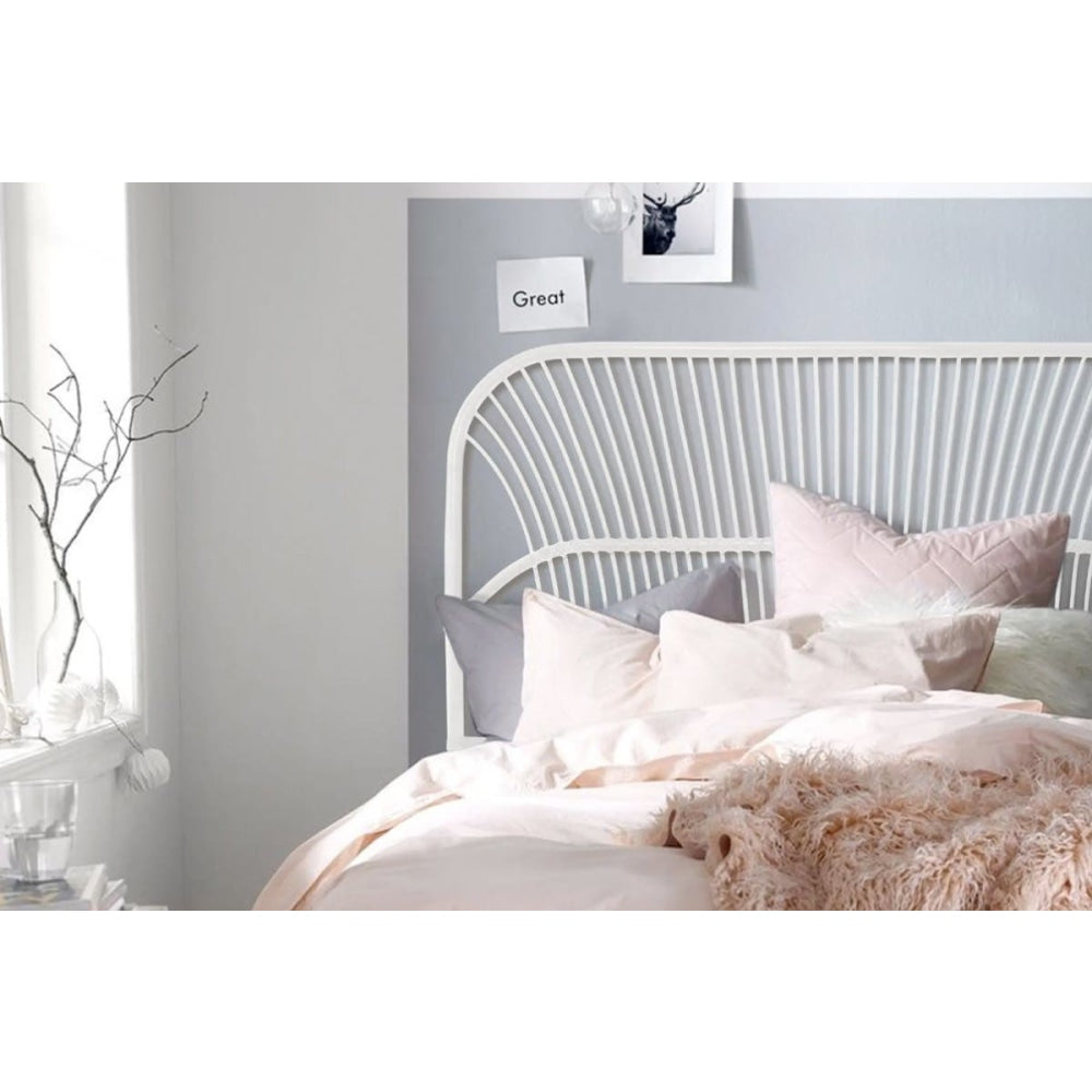 Teagan Rattan Eco Friendly Bed Head Headboard Queen Size - White Fast shipping On sale