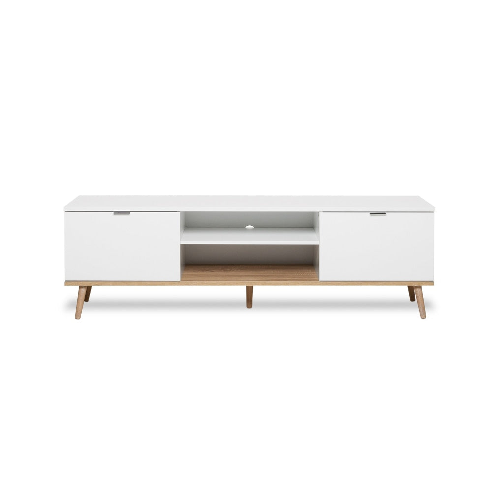 Thea Scandinavian Lowline Entertainment Unit TV Stand W/ 2-Doors - White/Oak Fast shipping On sale