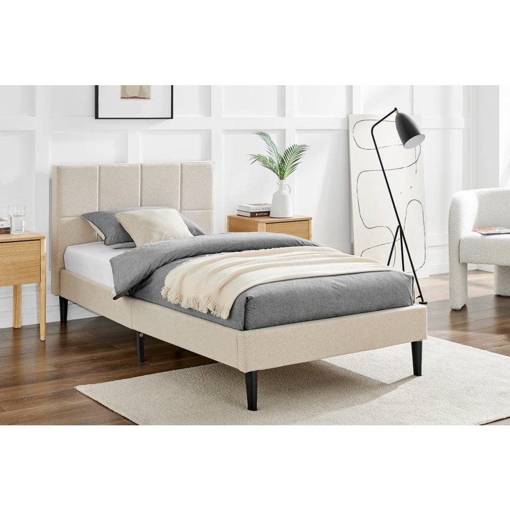 Theodore Bed Frame - Beige Single Fast shipping On sale