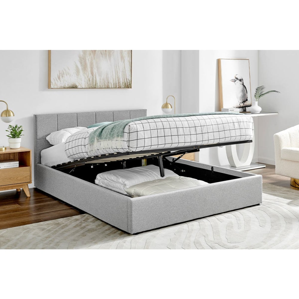 Theodore Gas Lift Bed Frame - King Grey Fast shipping On sale