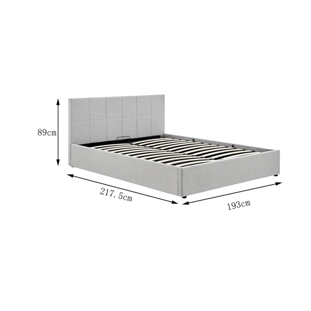 Theodore Gas Lift Bed Frame - King Grey Fast shipping On sale