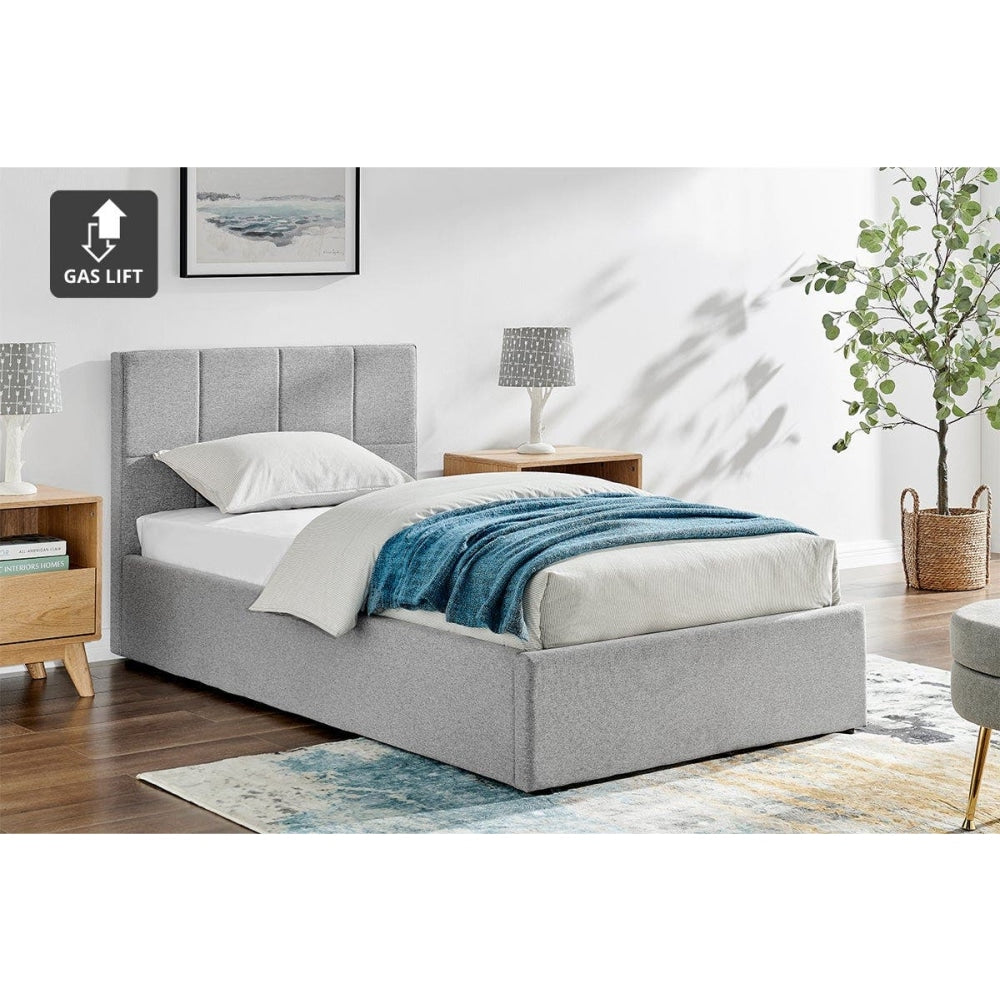 Theodore Gas Lift Bed Frame - Single Grey Fast shipping On sale