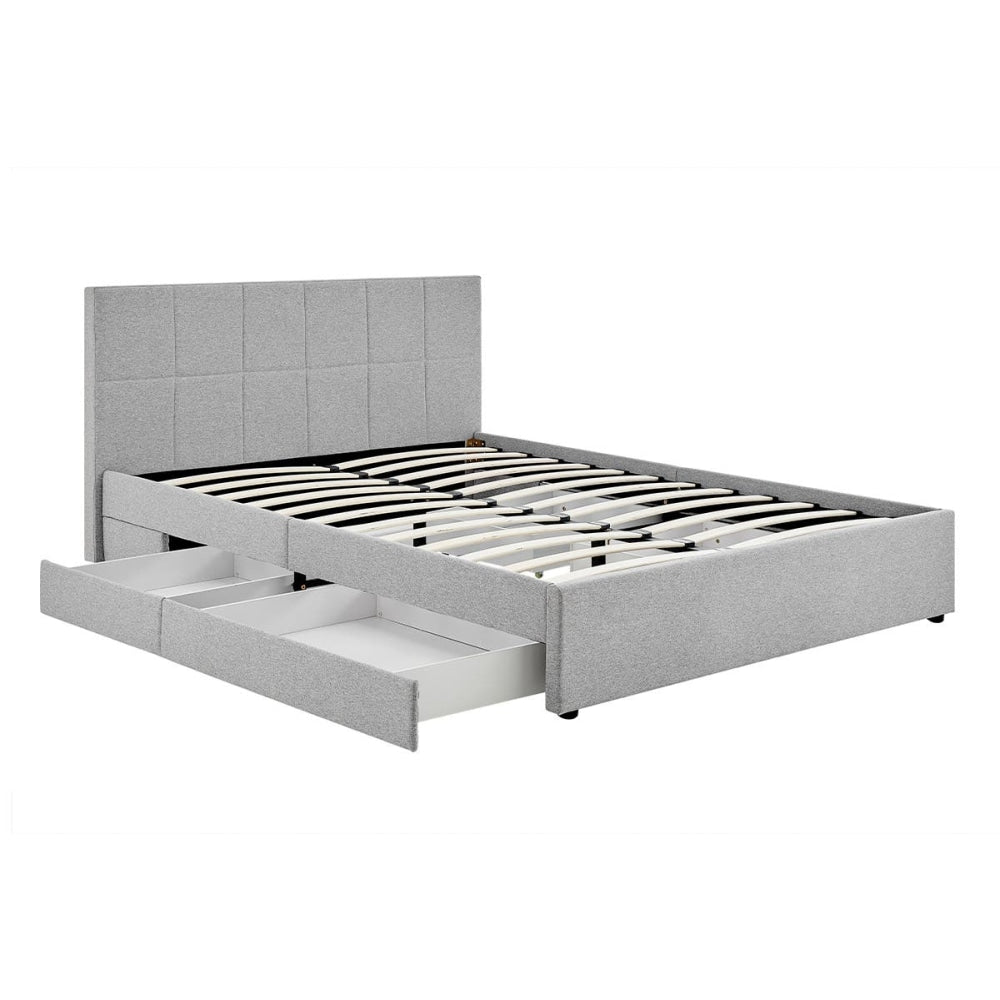 Theodore Storage Bed Frame with Drawers - Double Grey Fast shipping On sale