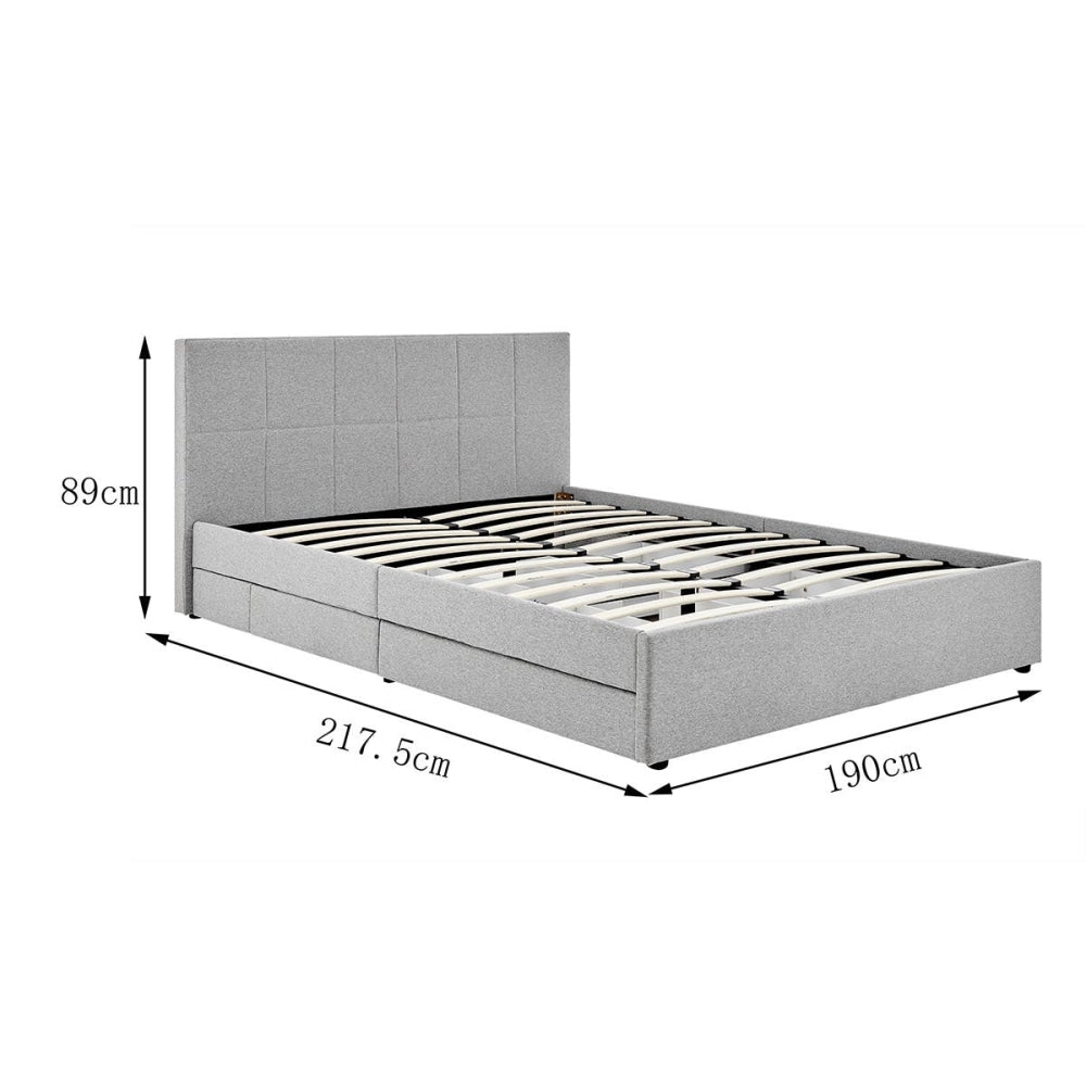 Theodore Storage Bed Frame with Drawers - King Grey Fast shipping On sale