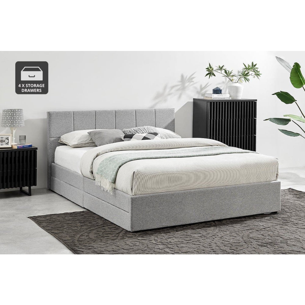 Theodore Storage Bed Frame with Drawers - King Grey Fast shipping On sale