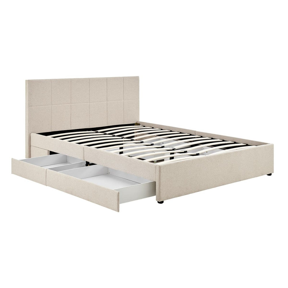 Theodore Storage Bed Frame with Drawers - Queen Beige Fast shipping On sale