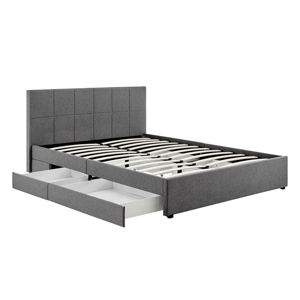 Theodore Storage Bed Frame with Drawers - Queen Charcoal Fast shipping On sale