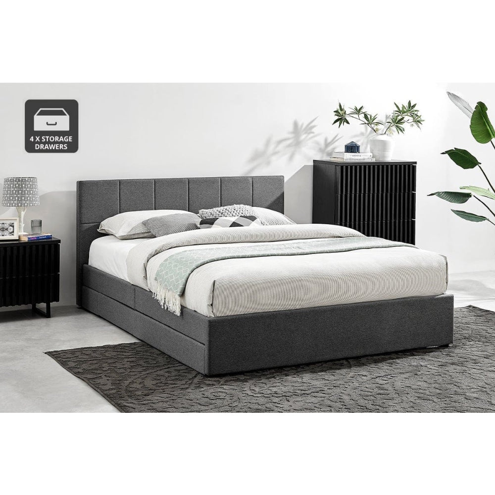 Theodore Storage Bed Frame with Drawers - Queen Charcoal Fast shipping On sale