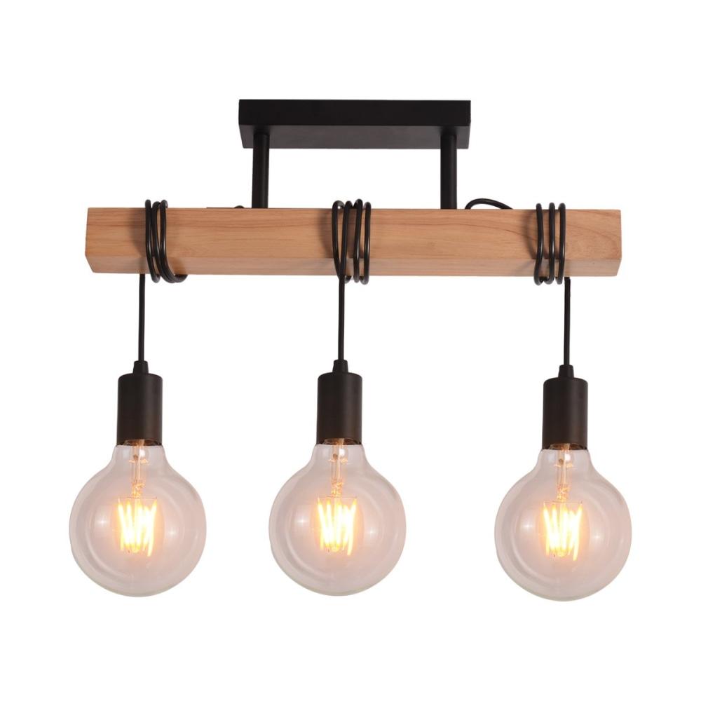 Tibery 3 Lights Modern Elegant Pendant Lamp Ceiling Light - Black & Natural Fast shipping On sale