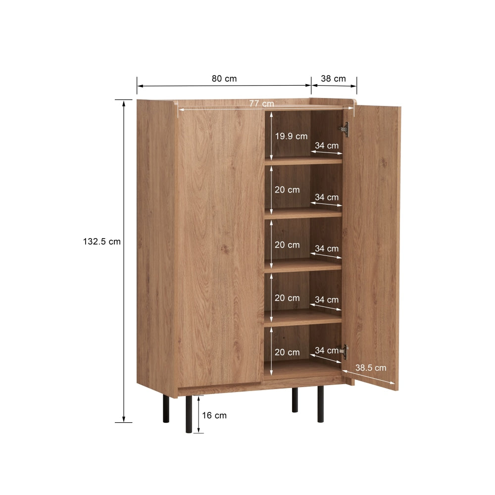 Tim Tall Cupboard Storage Cabinet W/ 2-Doors - Oak Fast shipping On sale