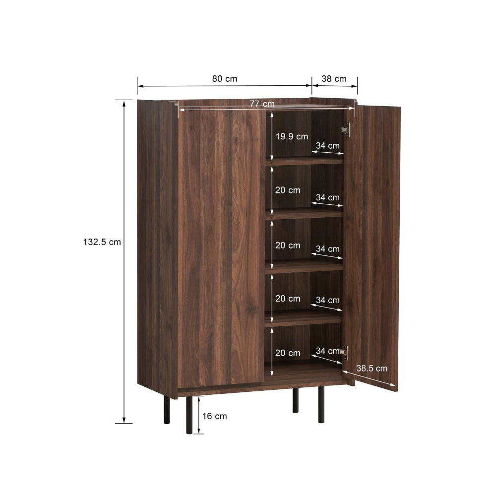 Tim Tall Cupboard Storage Cabinet W/ 2 - Doors - Walnut Fast shipping On sale