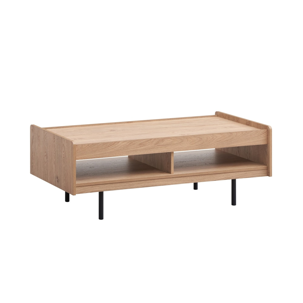 Tim Wooden Open Shelf Rectangular Coffee Table - Oak Fast shipping On sale