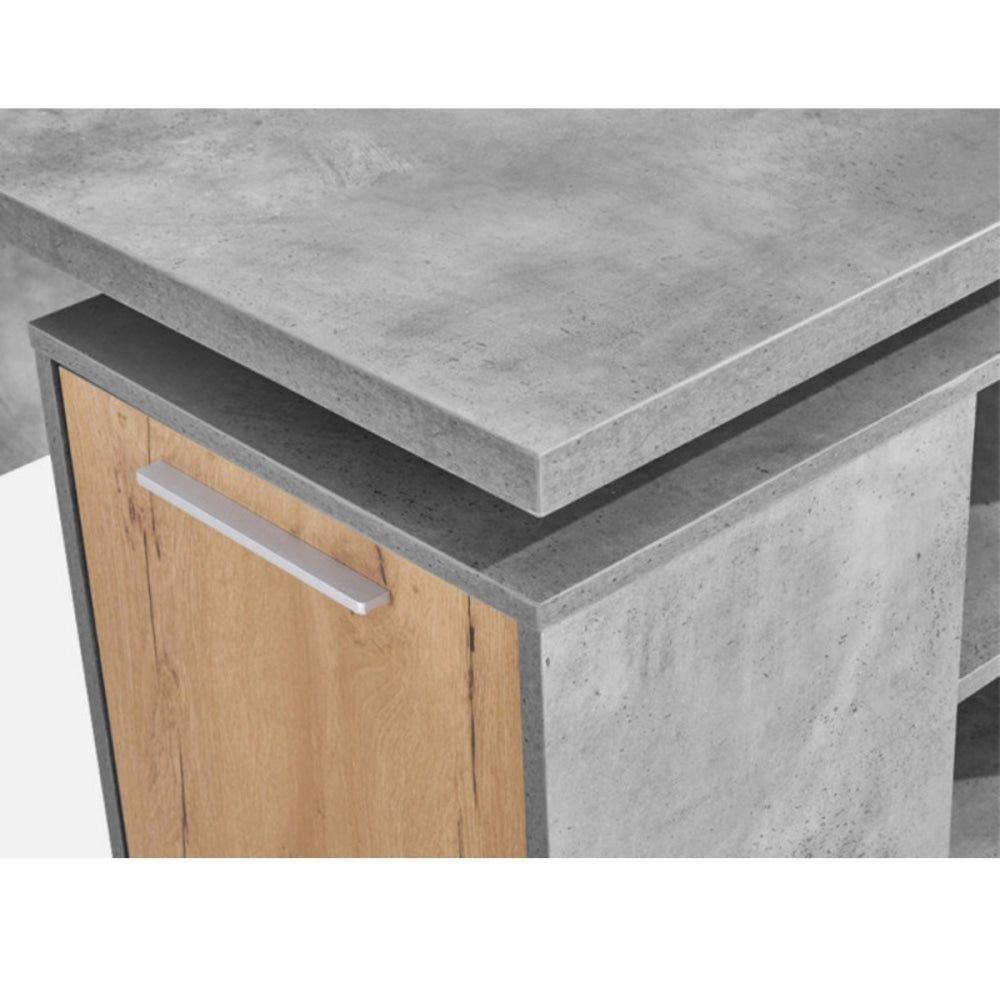 Wooden Office Study Writing Computer Desk Table 140cm W/ Storage - Grey Fast shipping On sale