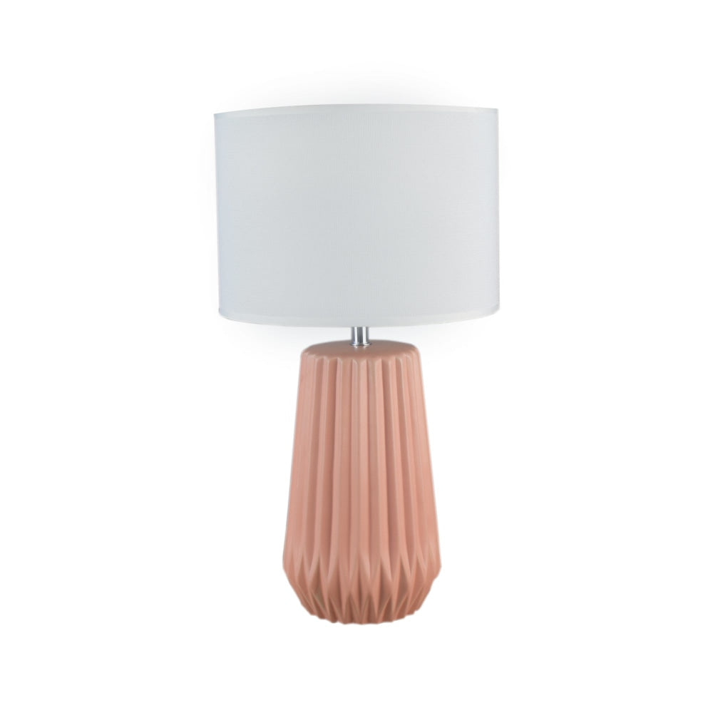 Tina Scandinavian Mid-Century Pink Ceramic Table Lamp Light Linen Shade Fast shipping On sale